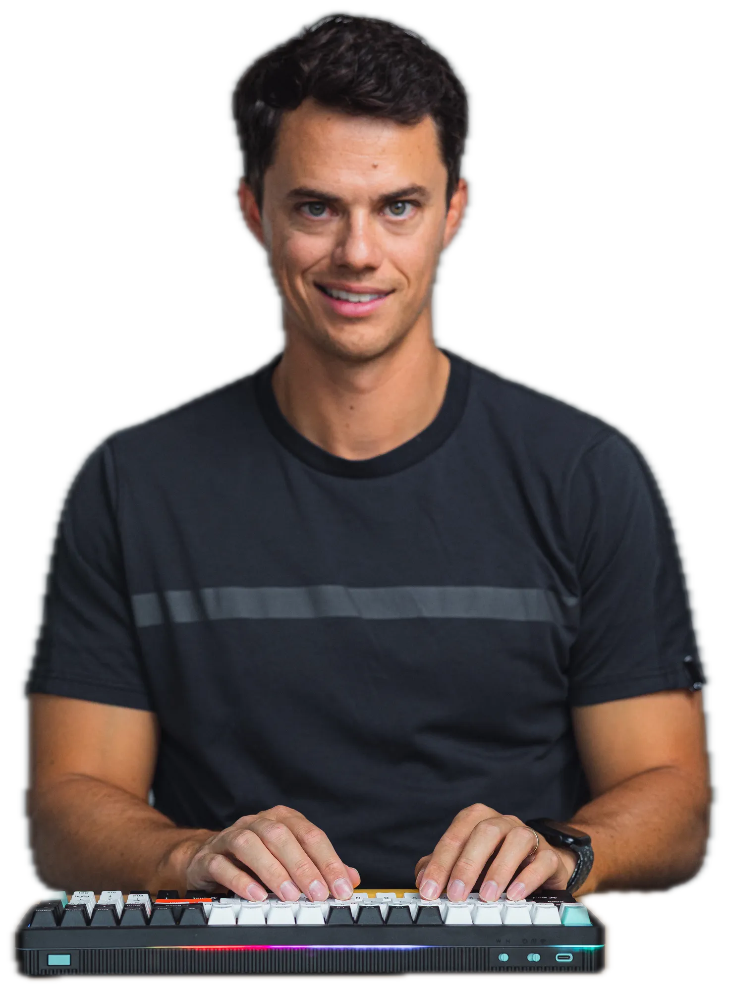 Andy Isom, founder of Weavos, at his keyboard