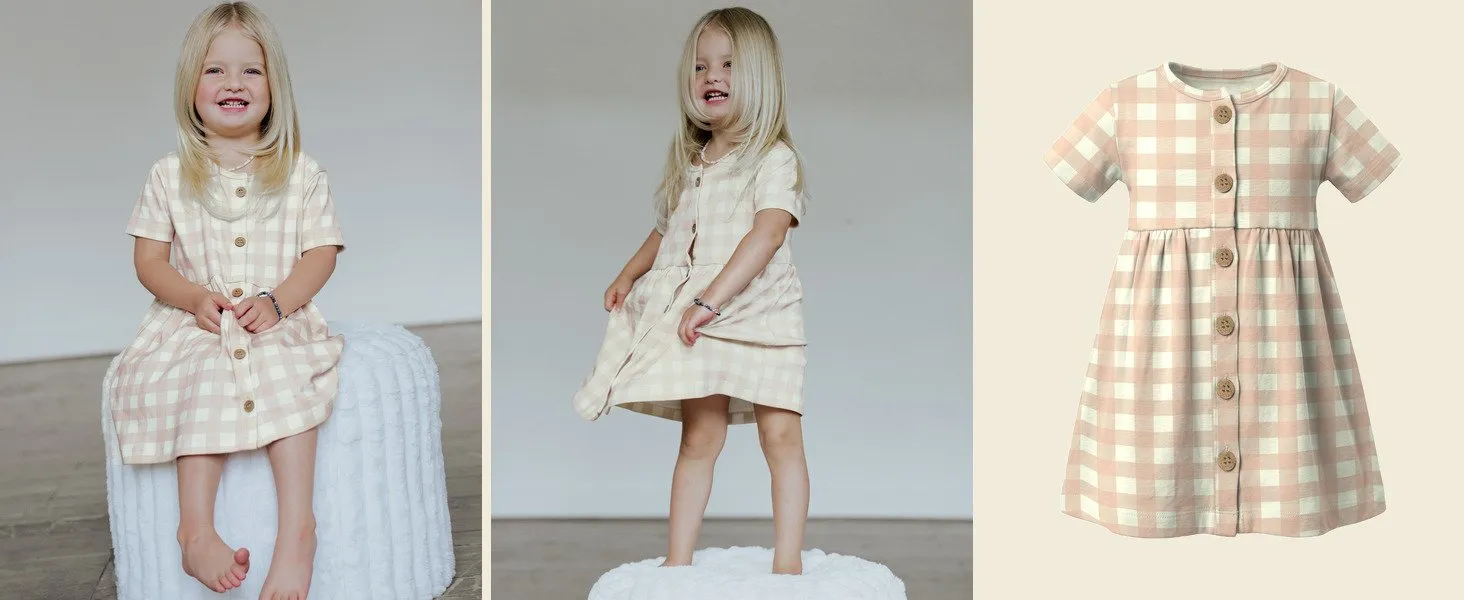 Penelope Dress in Pink Gingham